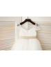 Cap Sleeves Ivory Lace Tulle Flower Girl Dress